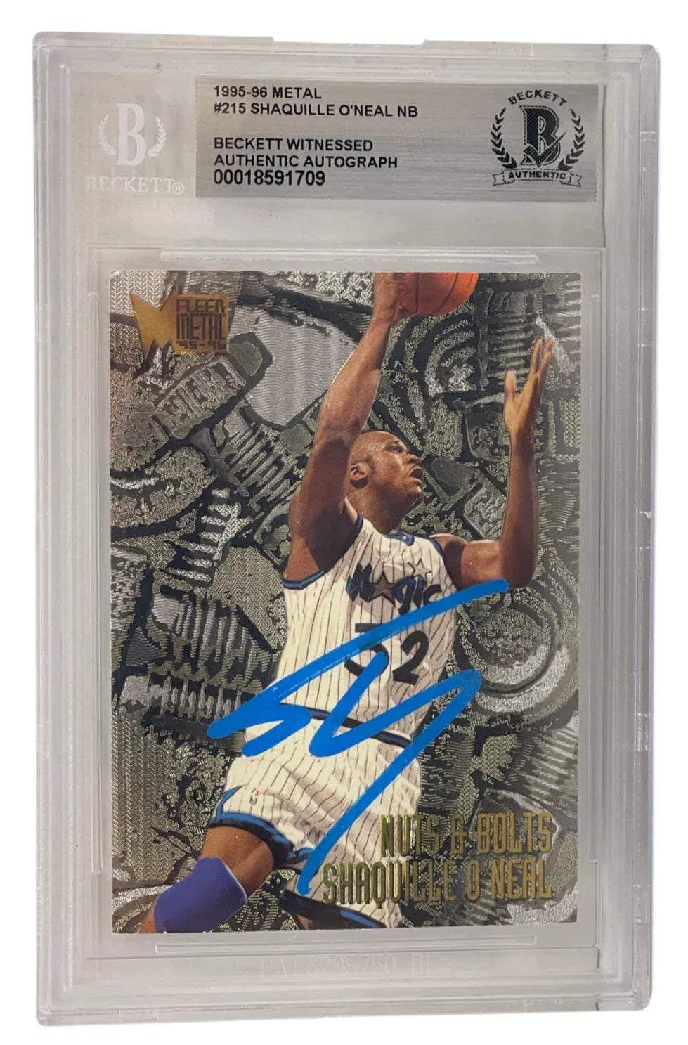 Shaq Signed 1995-96 Fleer Metal #215 Orlando Magic Card | PTS