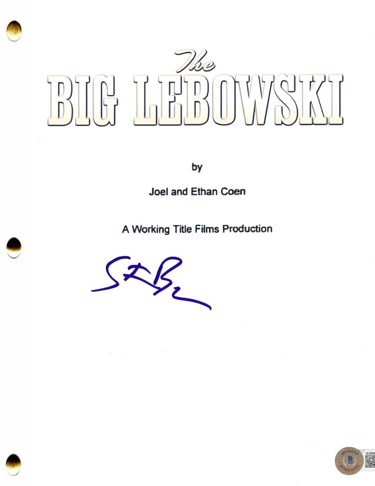 Steve Buscemi Authentic Autographed The Big Lebowski Script Beckett