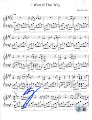 AJ McLean of Backstreet Boys signed I Want It That Way sheet music — Beckett authenticated