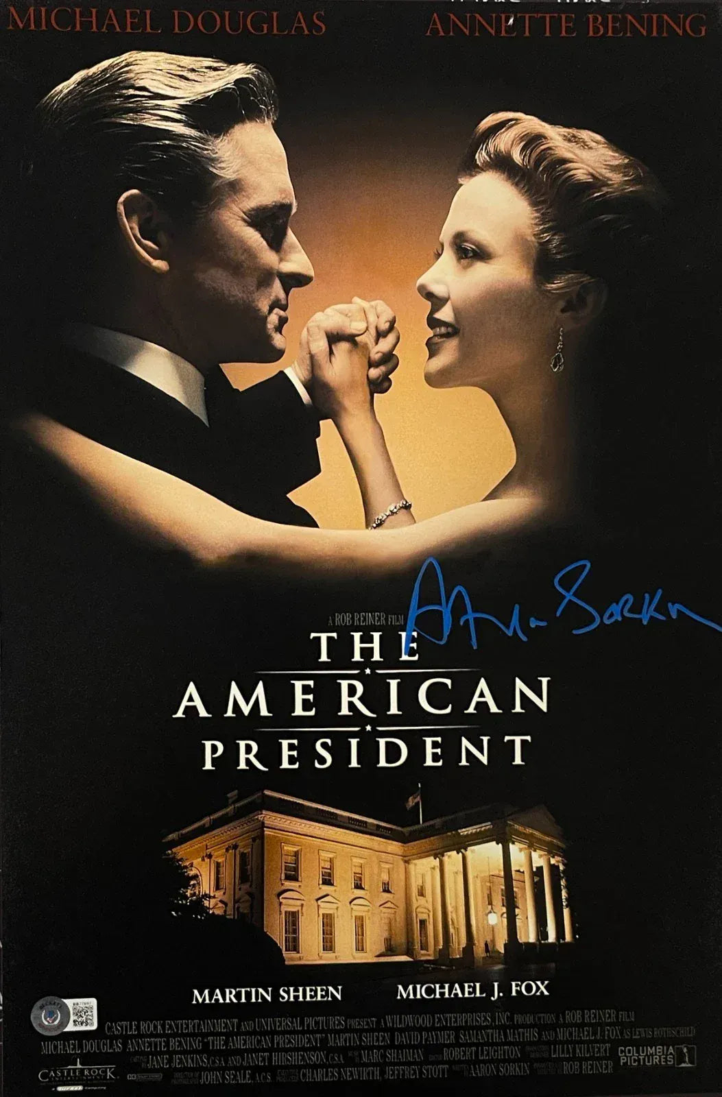 Aaron Sorkin Signed 12x18 Poster from The American President Beckett COA - Item #3
