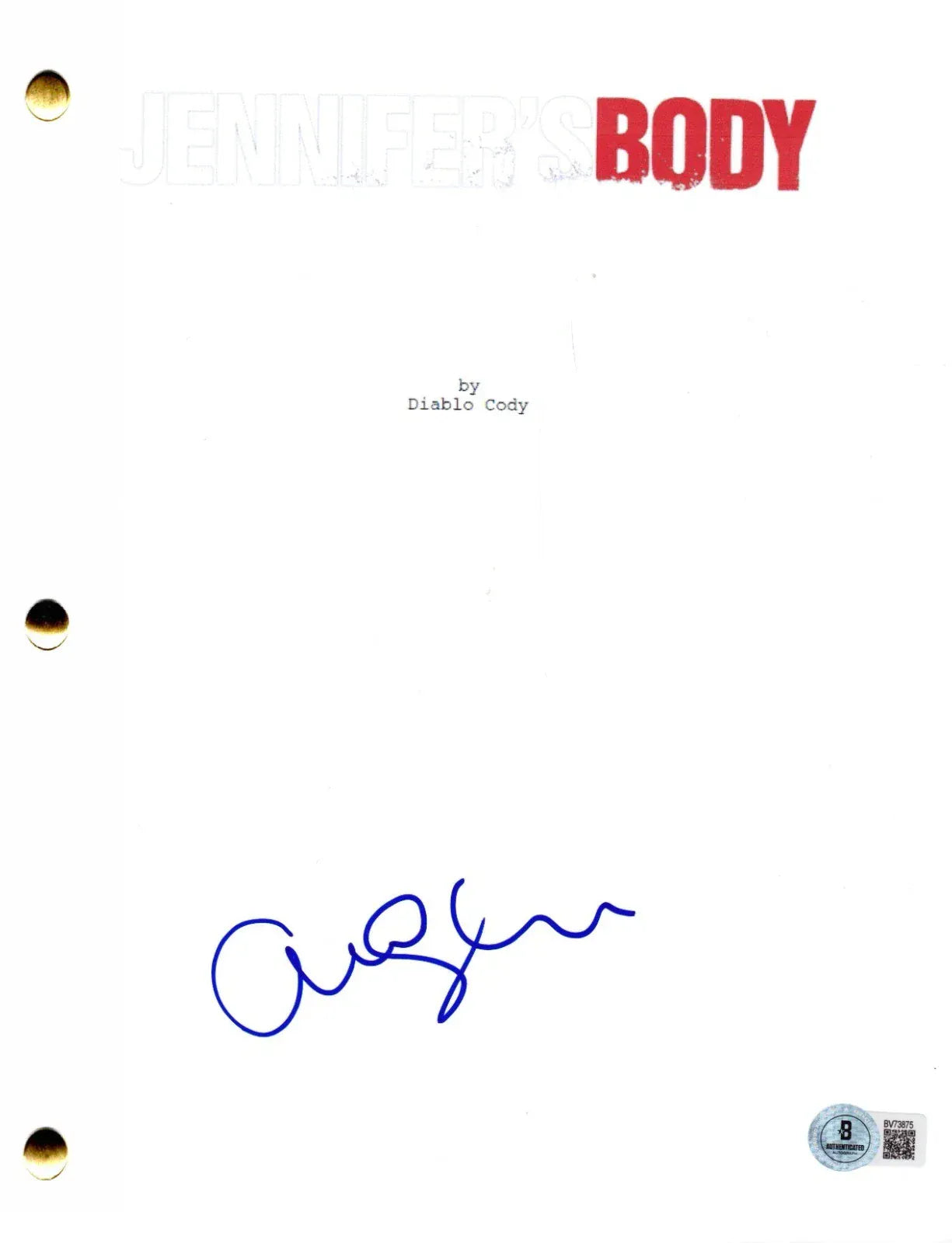 Jenn Script Amanda Seyfried Signed Jennifer's Body Script | PTS