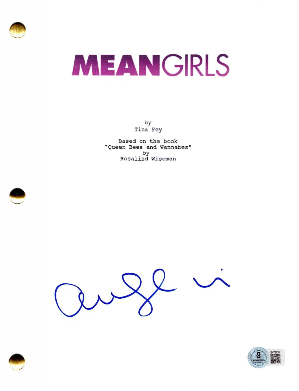 Amanda Seyfried signed Mean Girls movie script — Beckett authenticated