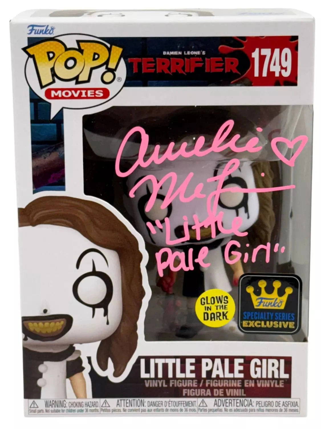 Amelie McLain Authentic Autographed Little Pale Girl Terrifier 1749 Funko Pop Figure #3
