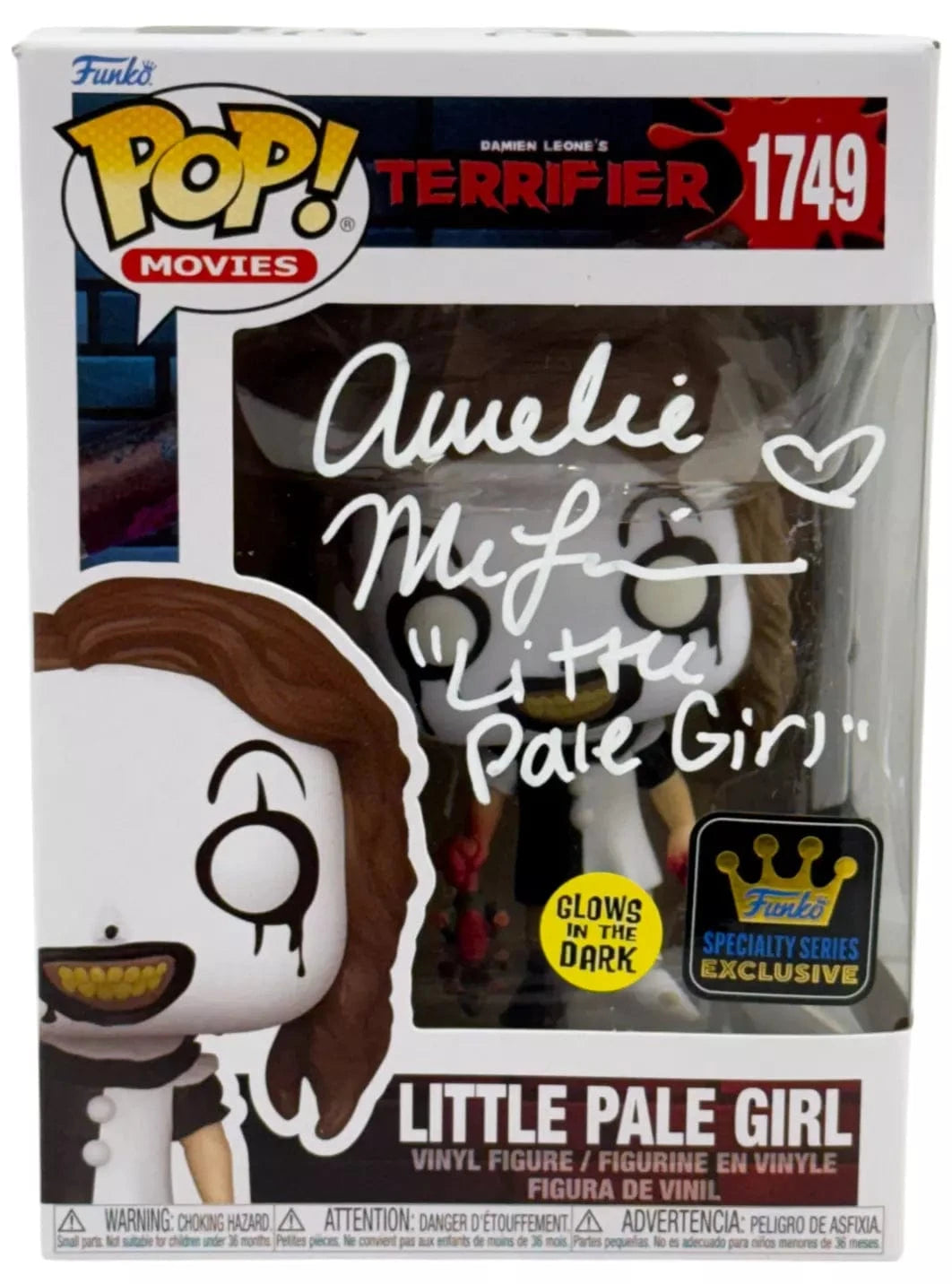 Amelie McLain Authentic Autographed Little Pale Girl Terrifier 1749 Funko Pop Figure