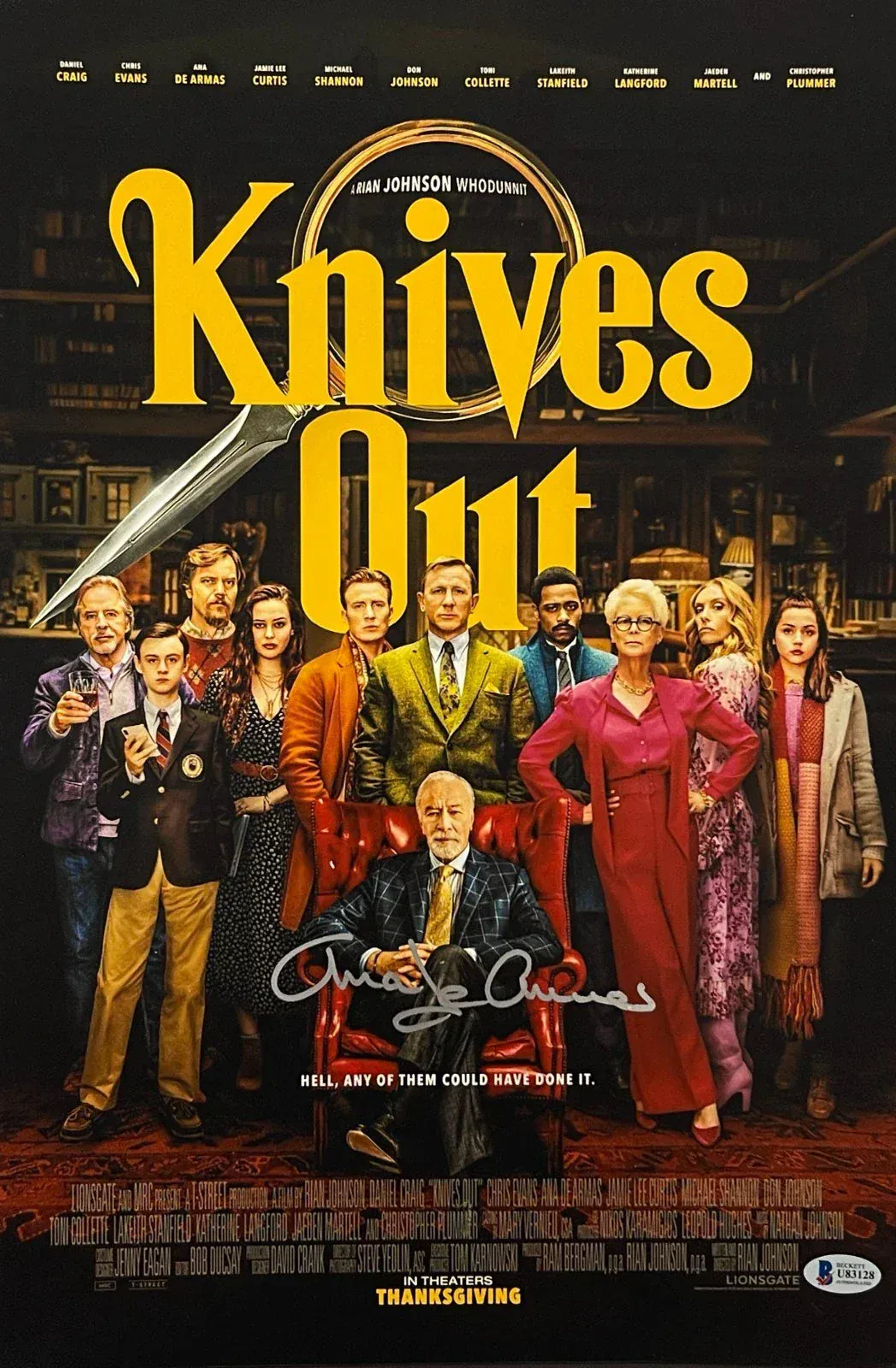 Ana de Armas Signed 12x18 Poster from Knives Out Beckett COA - Item #3