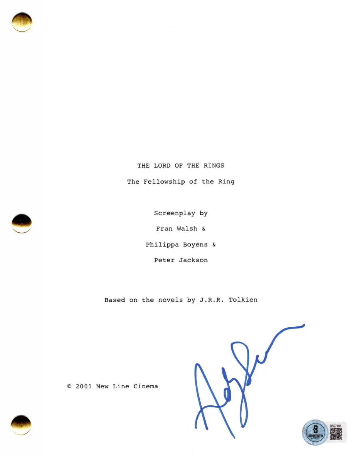 Andy Serkis signed Lord of the Rings movie script — Beckett authenticated