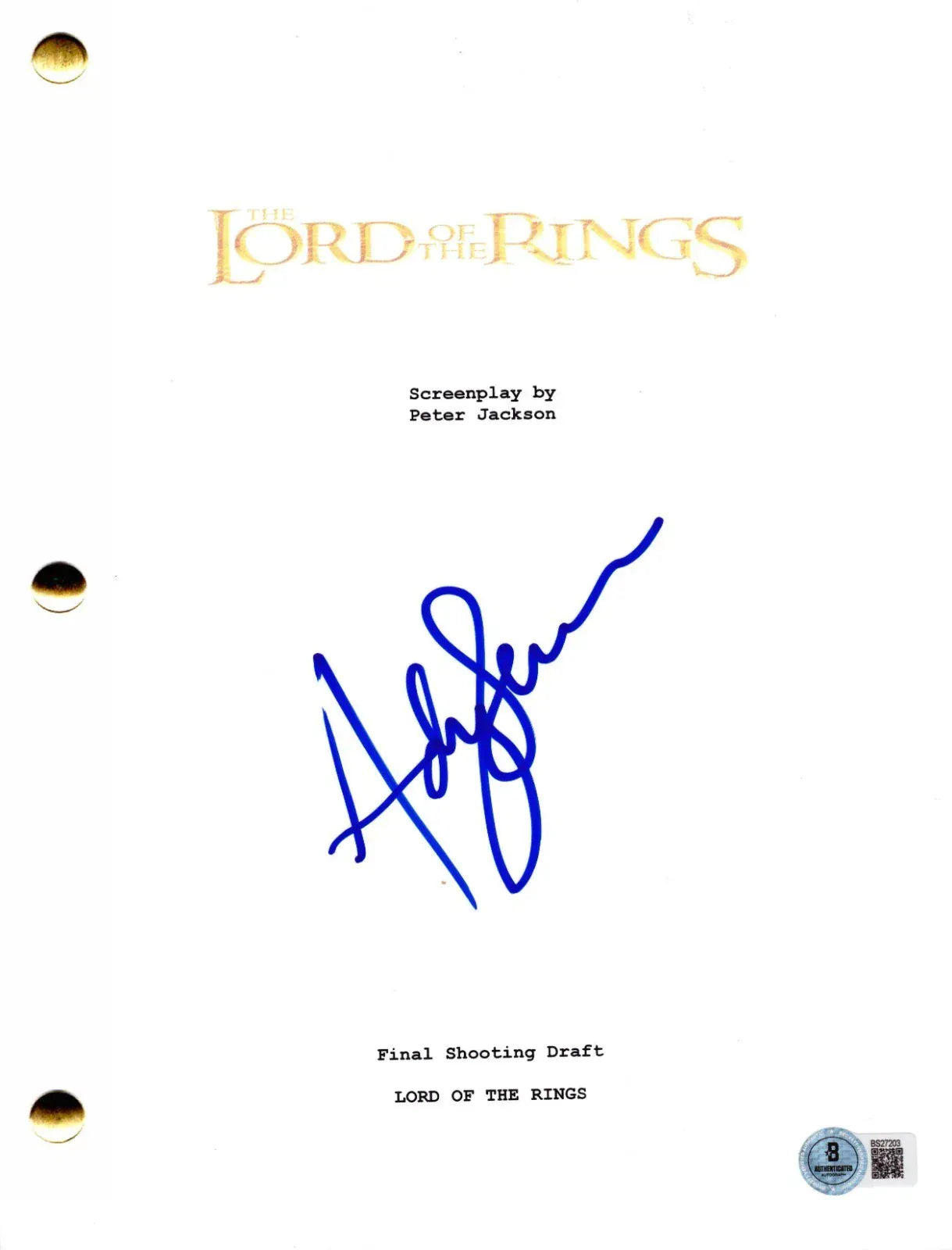 Andy Serkis signed Lord of the Rings movie script — Beckett authenticated