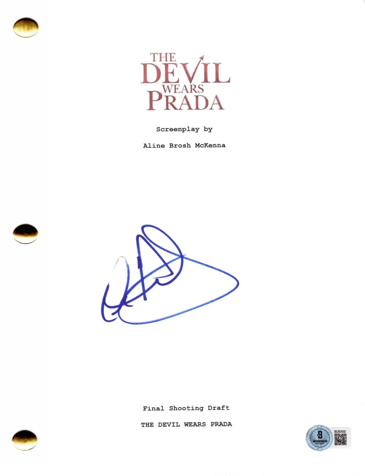 Anne Hathaway Signed Complete Movie Script from The Devil Wears Prada Beckett COA - Item #8