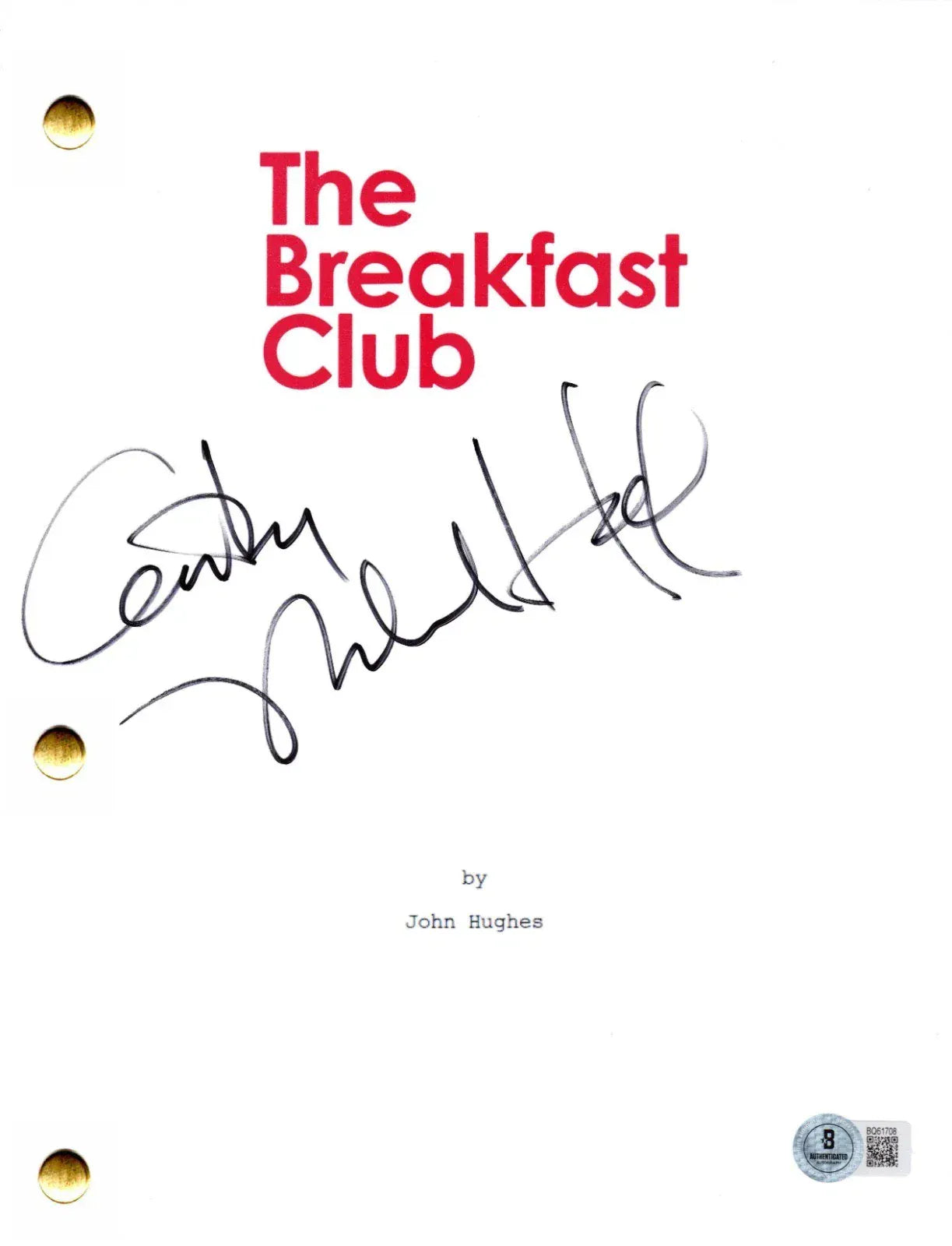 Anthony Michael Hall signed The Breakfast Club movie script — Beckett authenticated