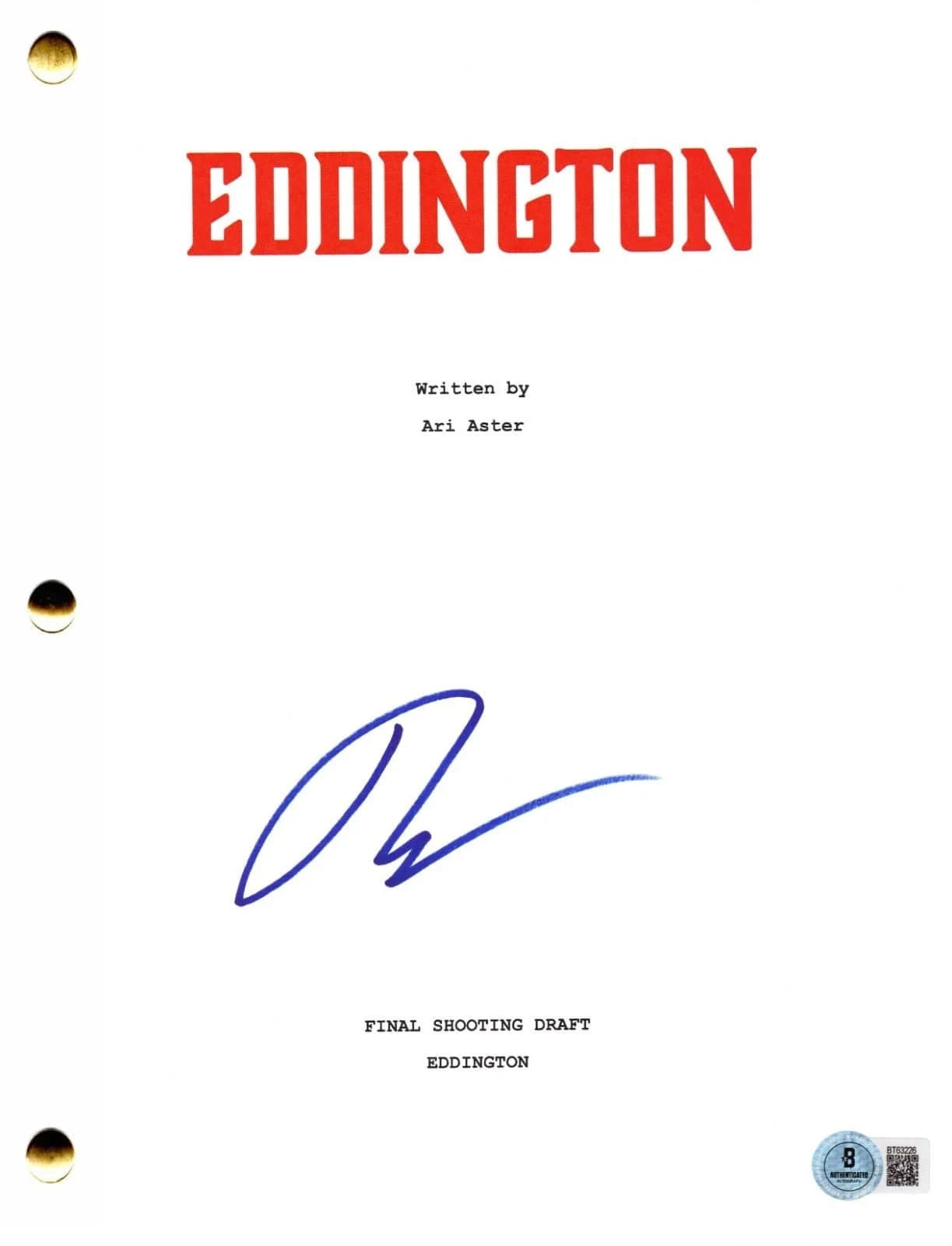Ari Aster Signed Script from Eddington Beckett COA - Item #2