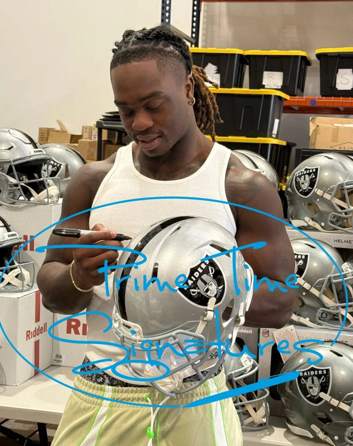 Ashton Jeanty Signed NFL Helmet Beckett COA - Detail View