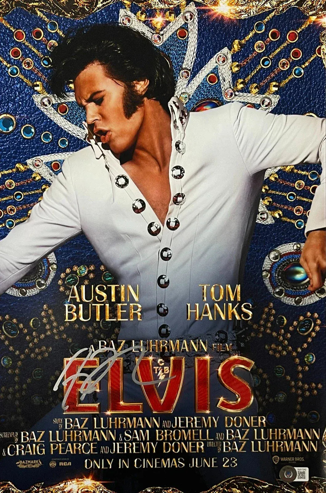 Austin Butler Signed 12x18 Poster from Elvis Beckett Witness COA - Item #1