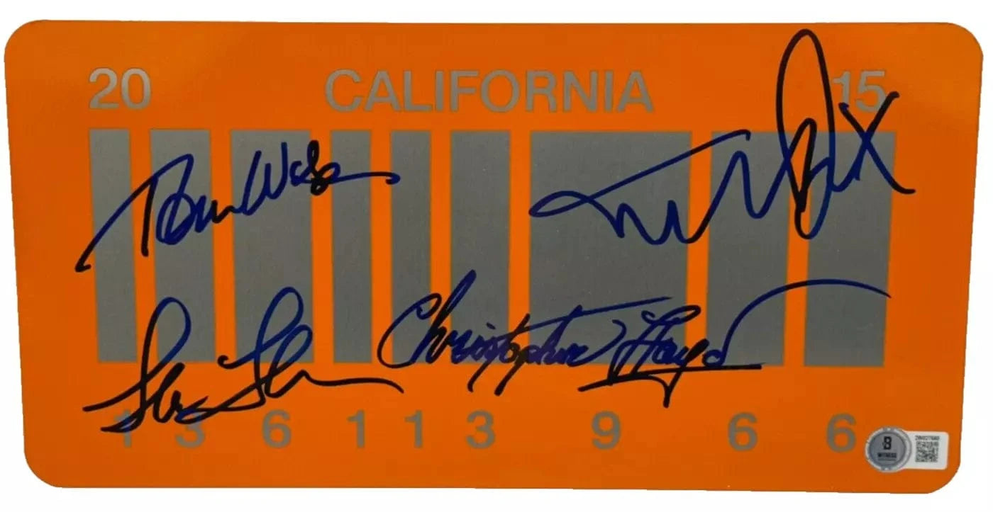 Back to the Future Cast Signed License Plate - Beckett COA