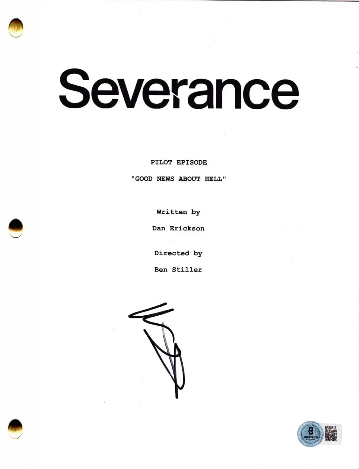 Ben Stiller Signed Script from Severance Beckett COA
