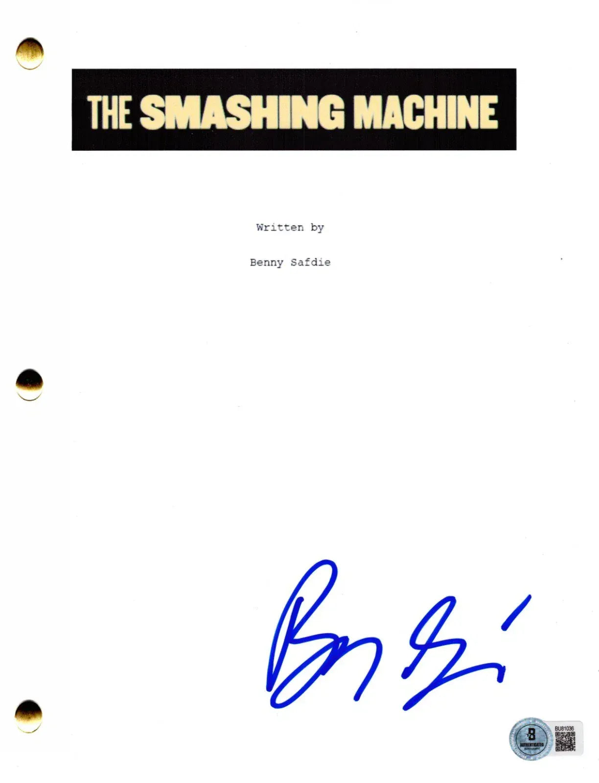 Benny Safdie Authentic Autographed The Smashing Machine Script