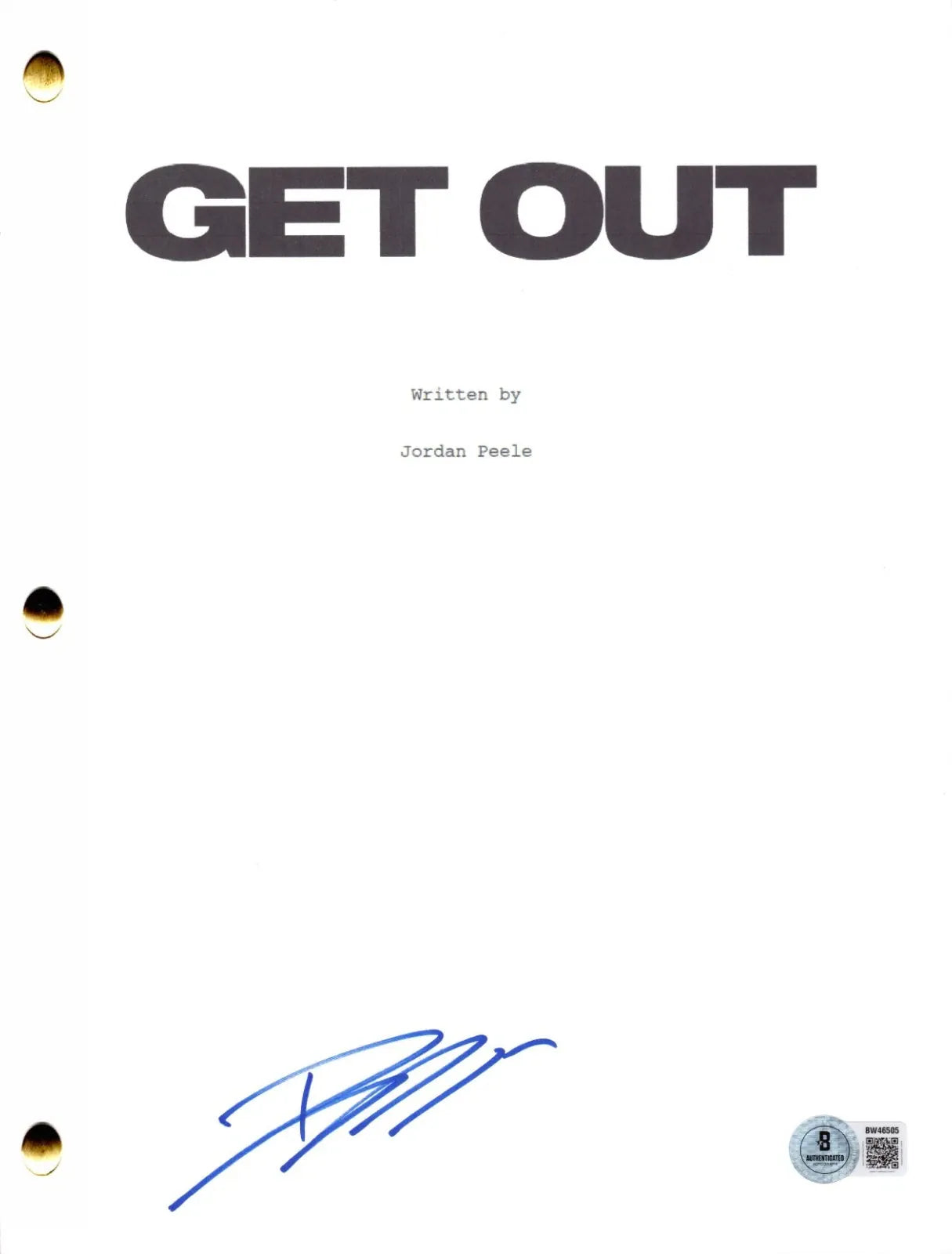 Bradley Whitford signed Get Out script with Beckett Hologram & QR Code