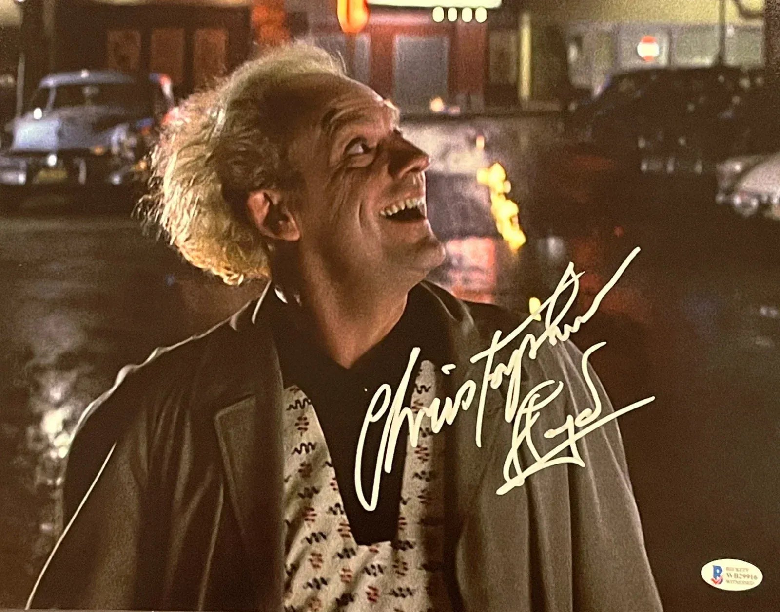Christopher Lloyd signed Back to the Future 11x14 photo — Beckett Witness COA