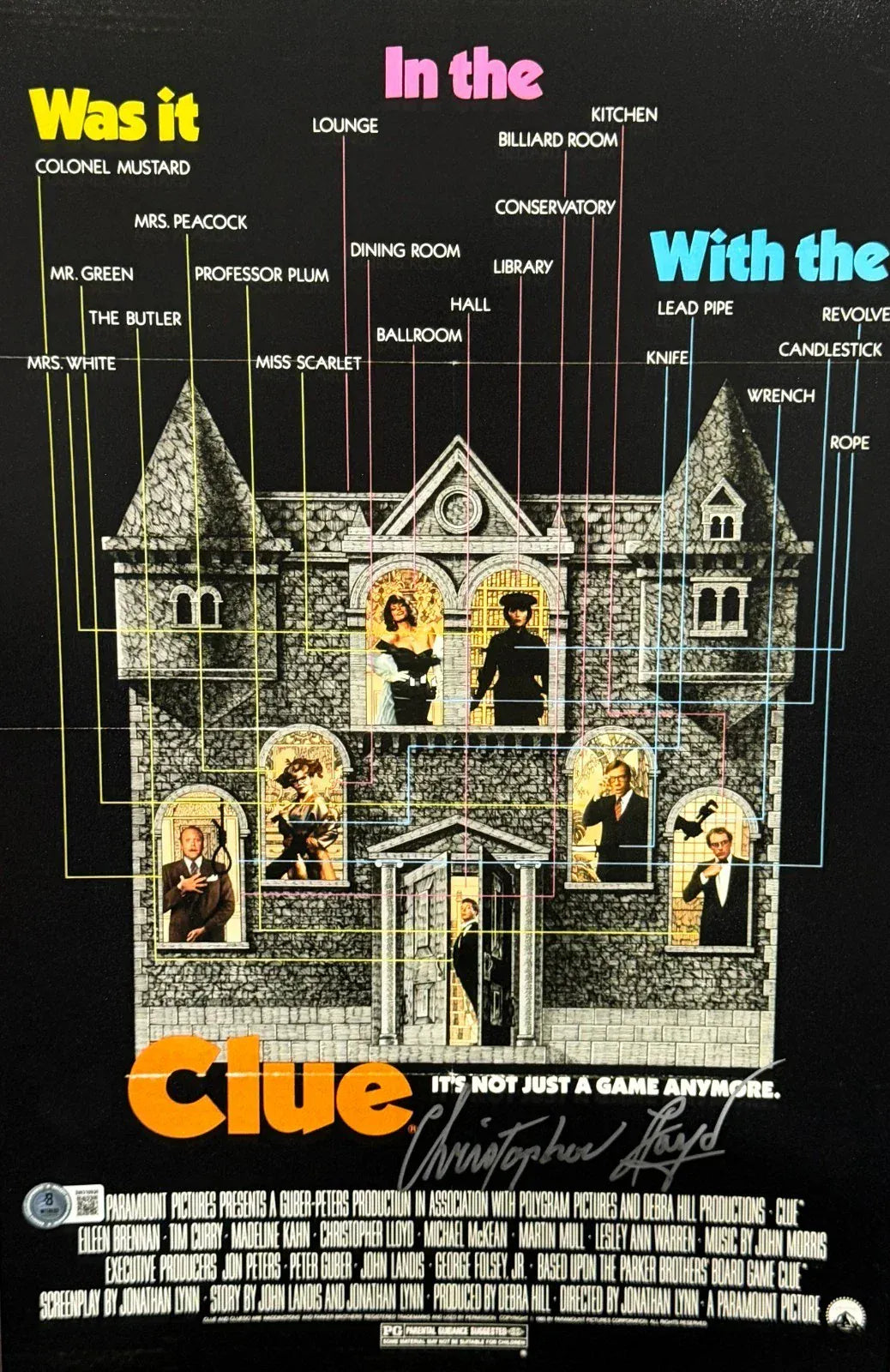 Christopher Lloyd signed Clue 12x18 photo — Beckett Witness