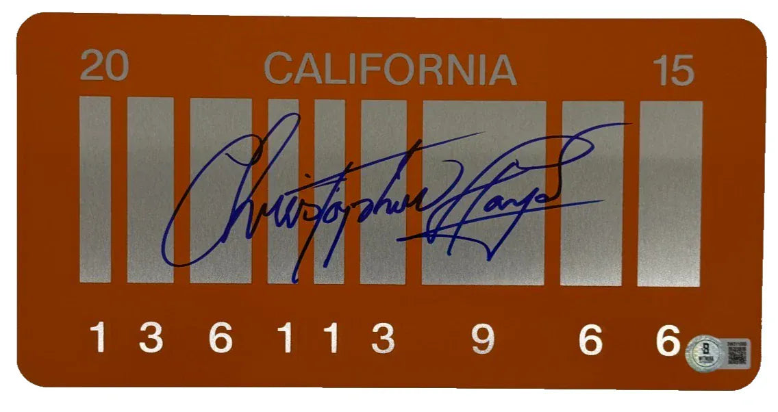 Christopher Lloyd signed Back to the Future replica license plate — Beckett authenticated