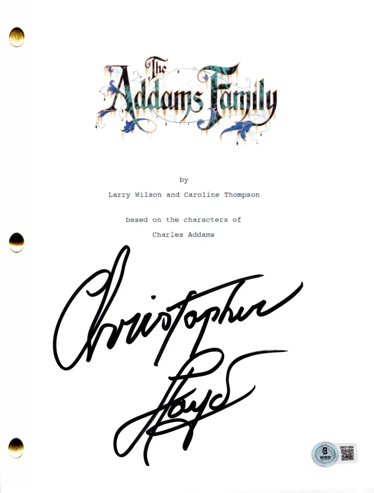 Christopher Lloyd signed The Addams Family movie script — Beckett authenticated