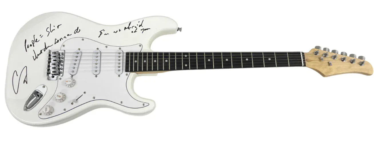 Corey Taylor of autographed guitar - signature closeup with COA