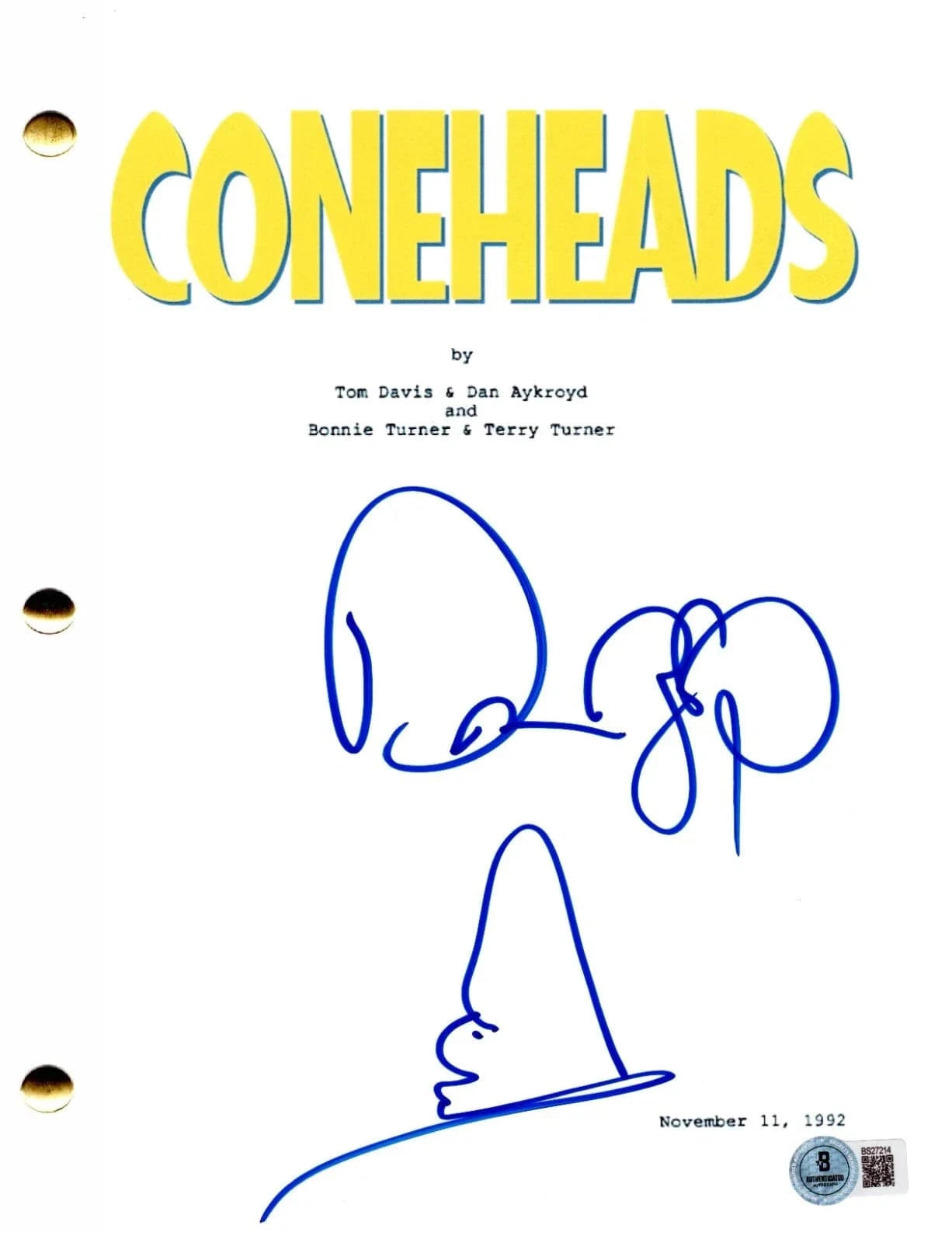 Dan Aykroyd Signed Script from Coneheads Beckett COA