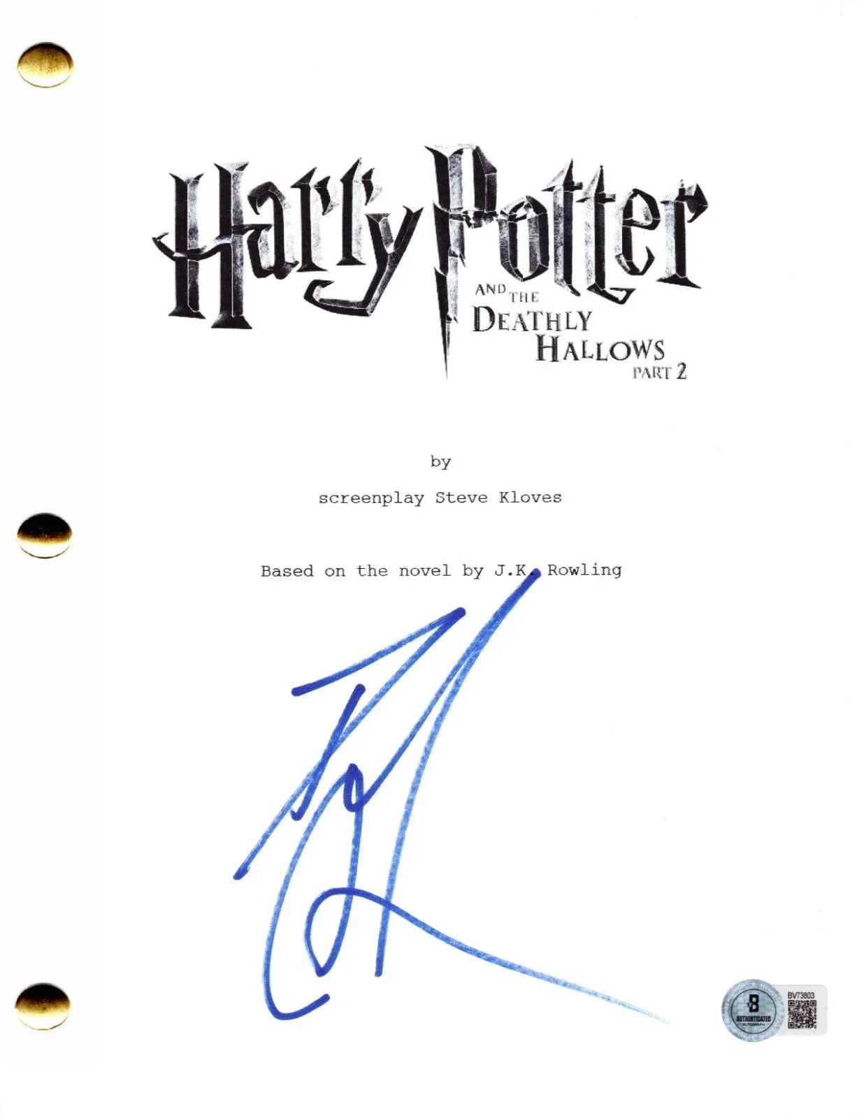 Daniel Radcliffe signed Harry Potter Deathly Hallows Part 2 movie script — Beckett COA