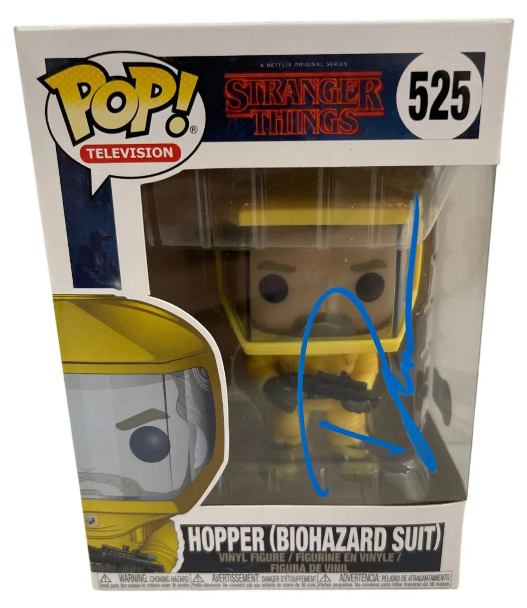 David Harbour signed Hopper (Biohazard Suit) Stranger Things Funko Pop with Beckett COA
