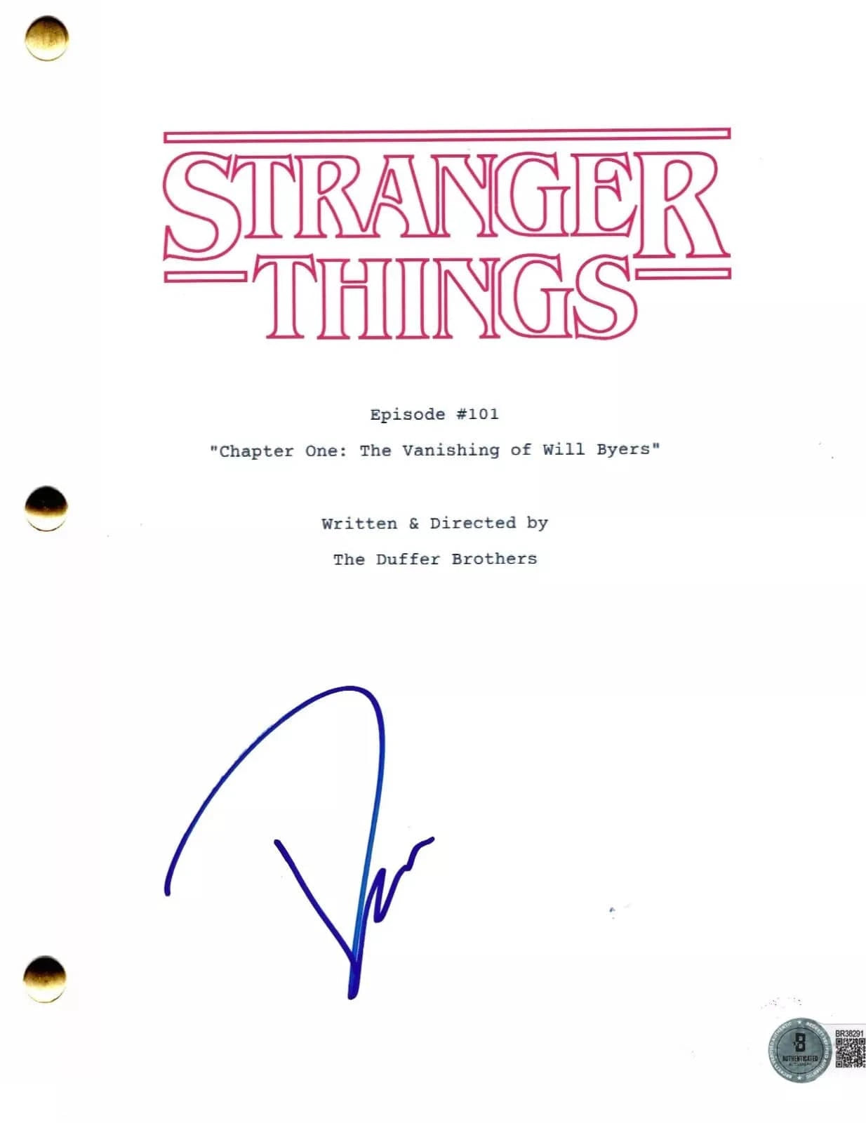 David Harbour Signed Script from Stranger Things Beckett COA