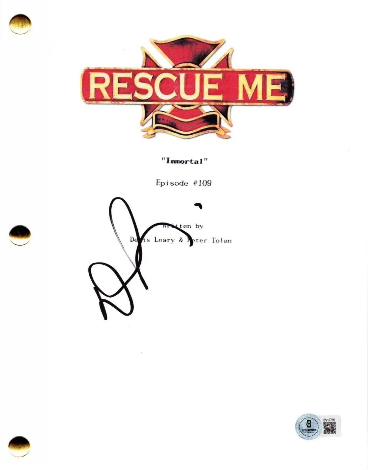 Denis Leary signed Rescue Me script episode 109 Immortal — Beckett authenticated