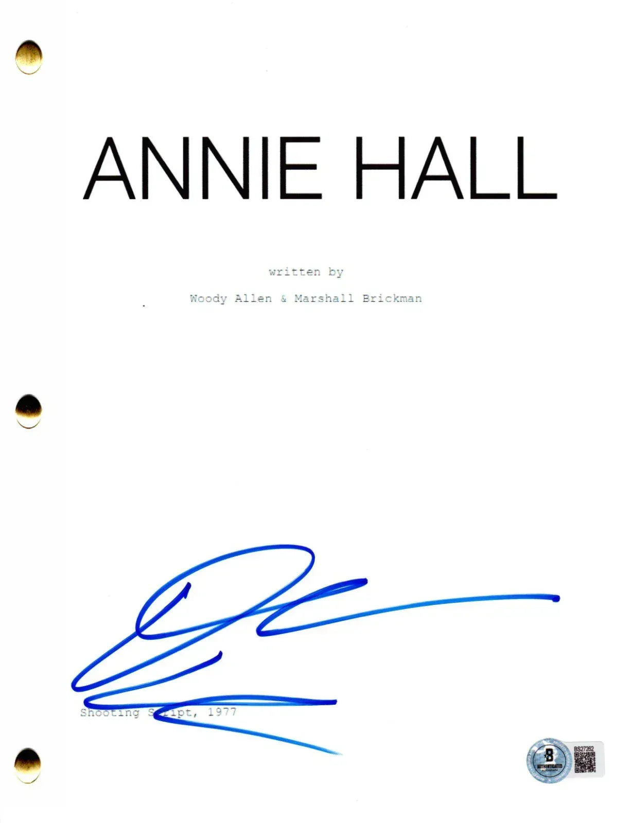 Diane Keaton Authentic Autographed Annie Hall Script