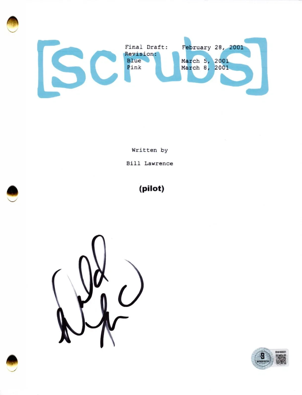 Donald Faison signed Scrubs script with Beckett Hologram & QR Code