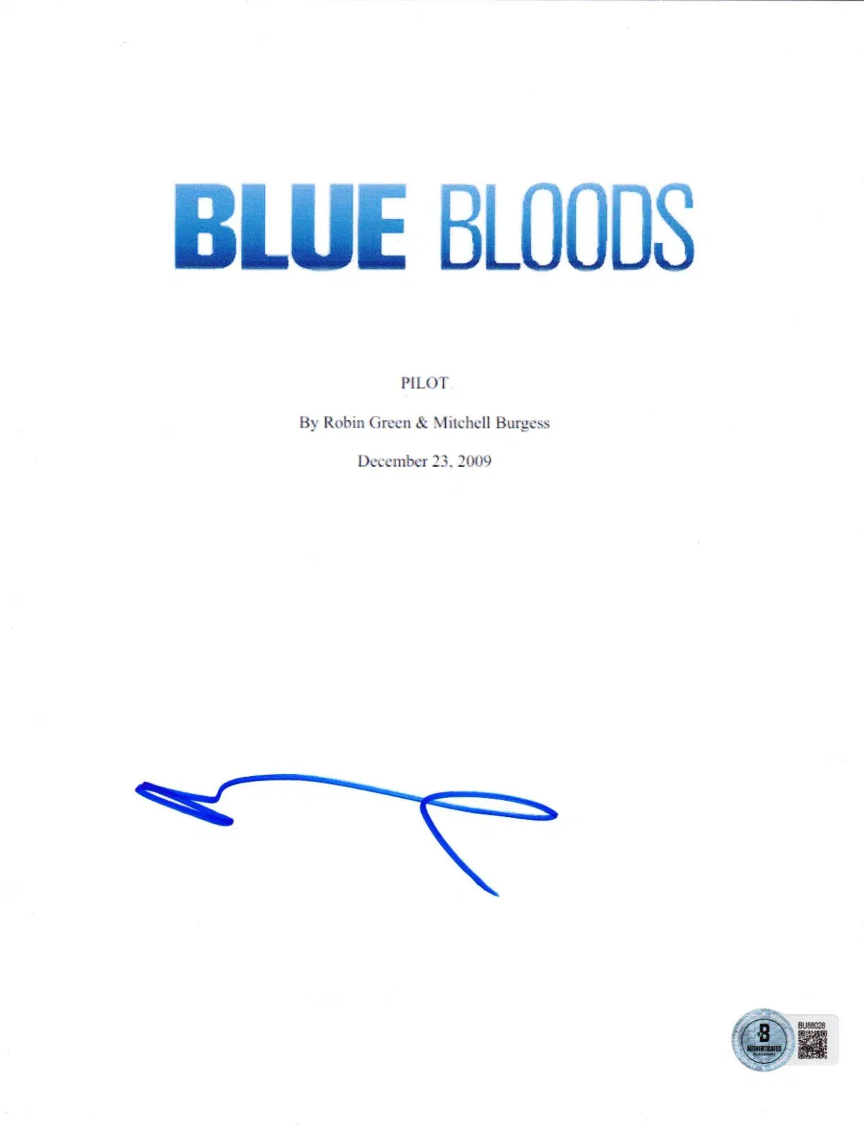 Donnie Wahlberg Blue autographed script with certificate of authenticity