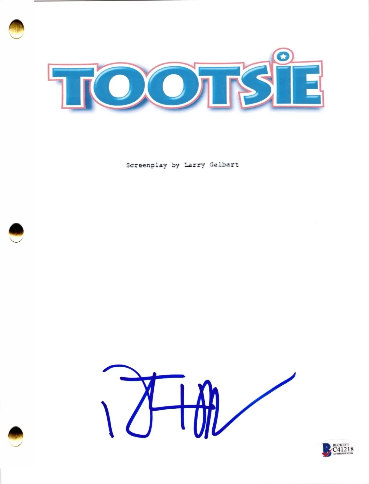 Dustin Hoffman signed Tootsie script with Beckett Hologram & QR Code