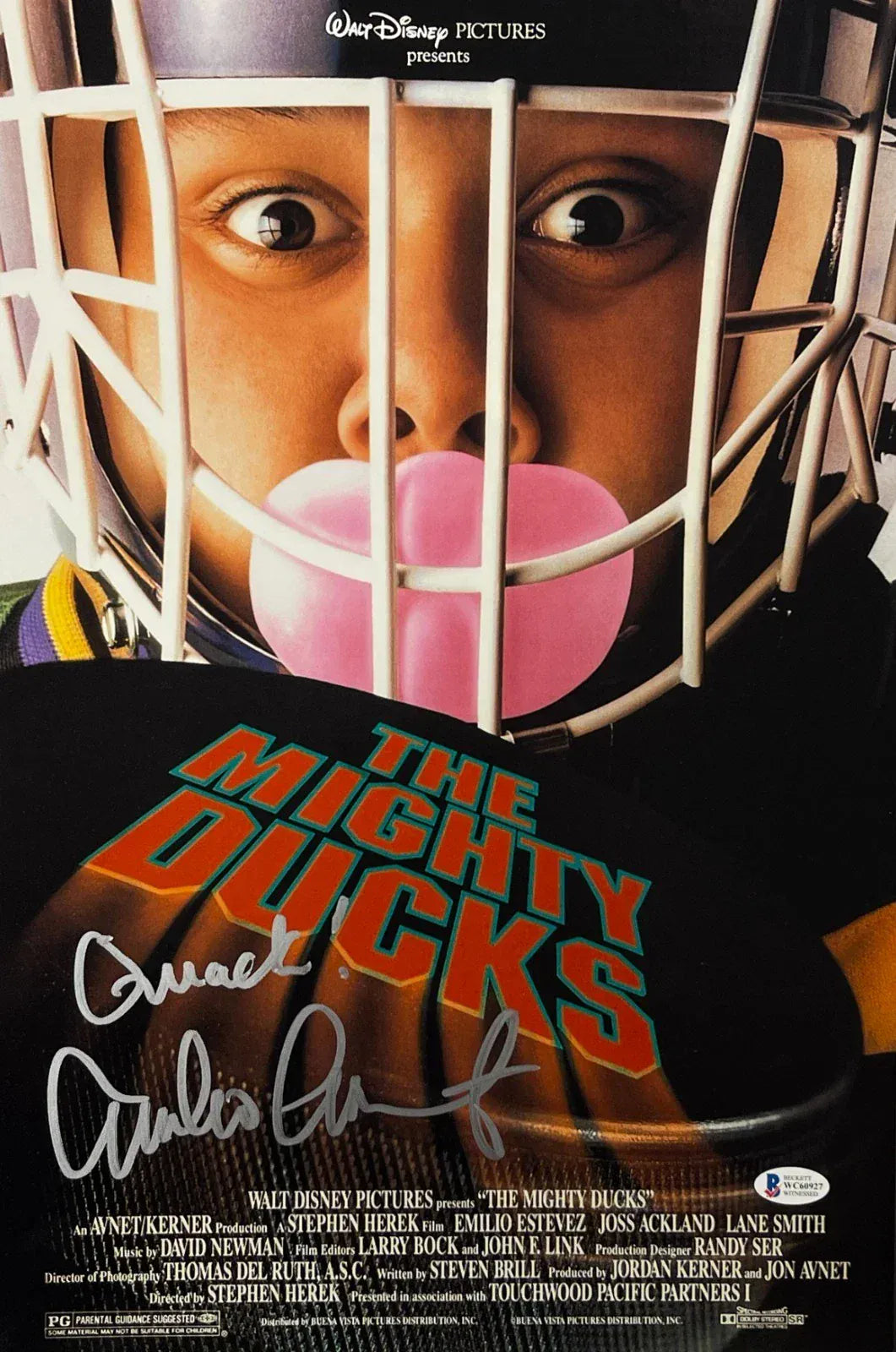 Emilio Estevez Signed 12x18 Poster from The Mighty Ducks Beckett COA - Item #4