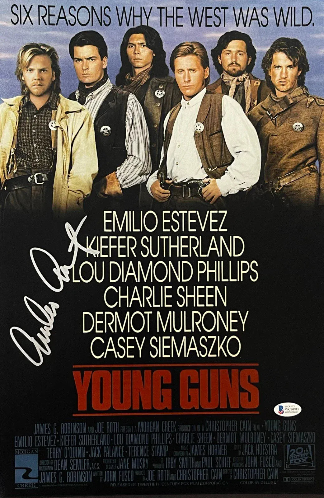 Emilio Estevez Signed 12x18 Poster from Young Guns Beckett COA - Item #2