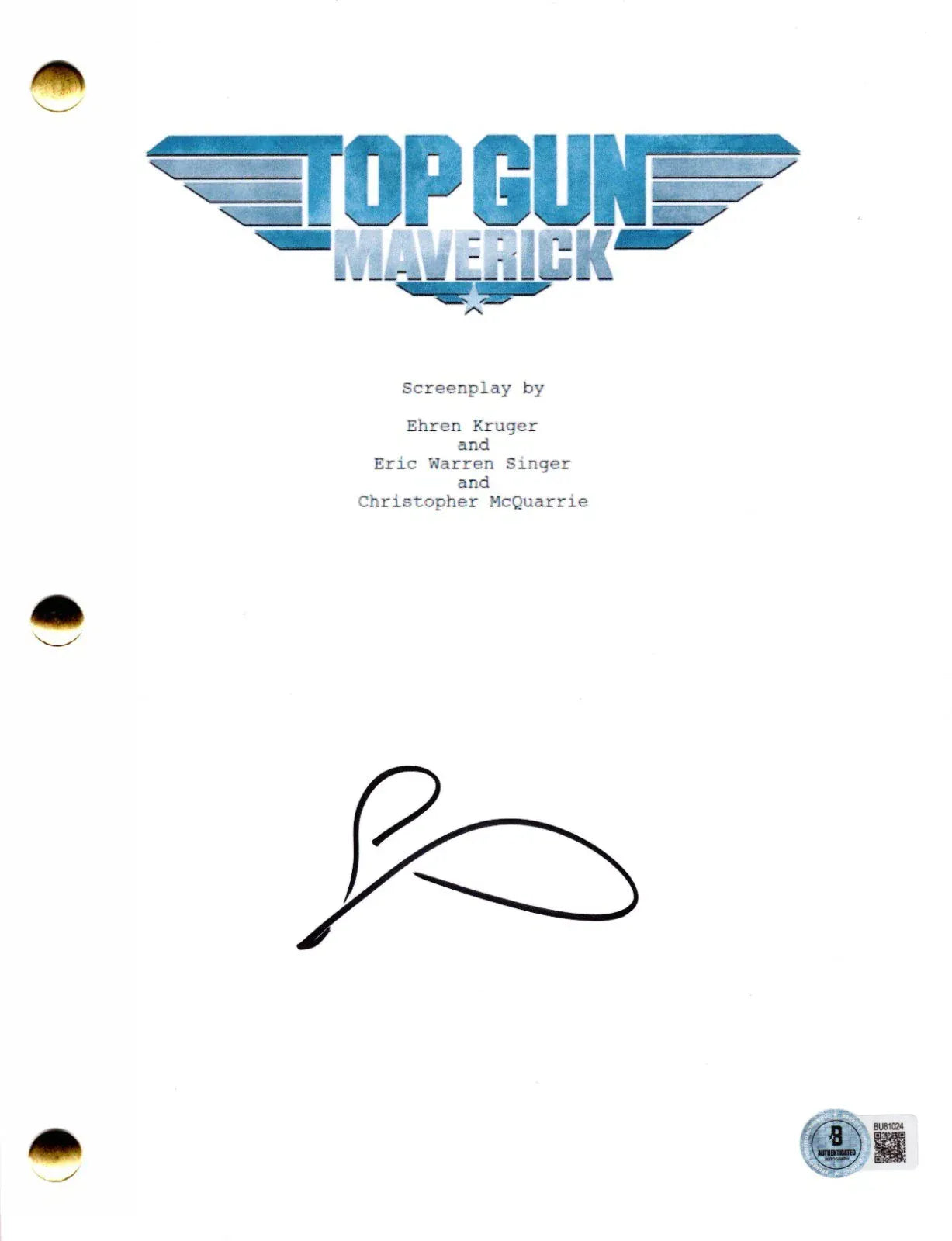 Glen Powell Authentic Autographed Top Gun Maverick Script