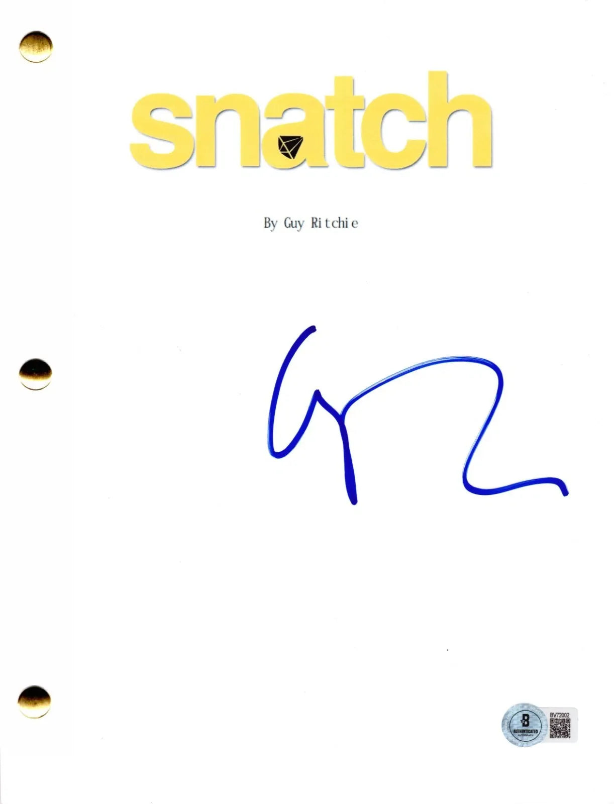 Guy Ritchie signed Snatch script with Beckett Hologram & QR Code