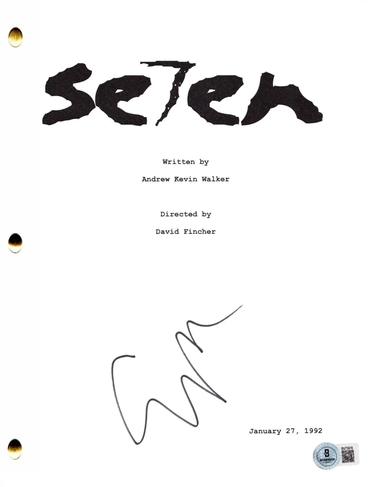Gwyneth Paltrow signed Seven movie script — Beckett authenticated