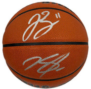 Jalen Brunson & Karl Towns signed New York Knicks team basketball with Fanatics Hologram & QR Code