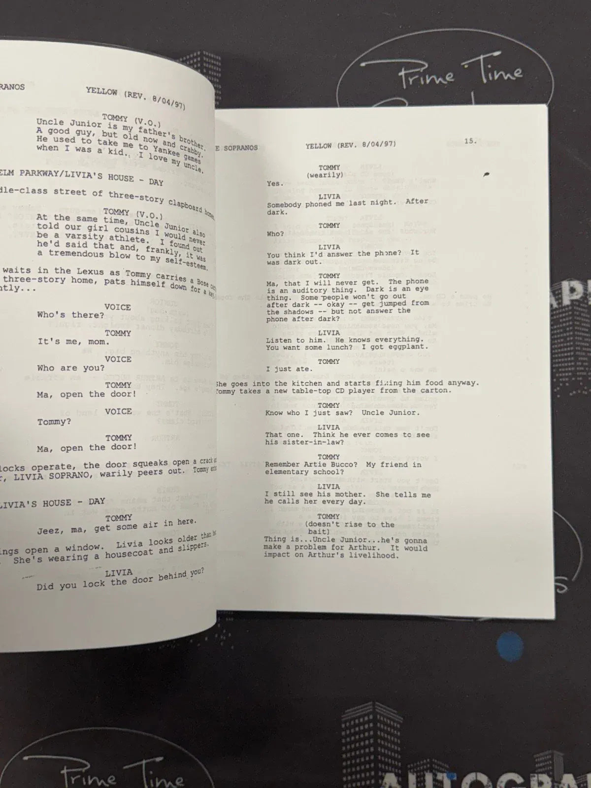 James Gandolfini The autographed script - certificate of authenticity shown