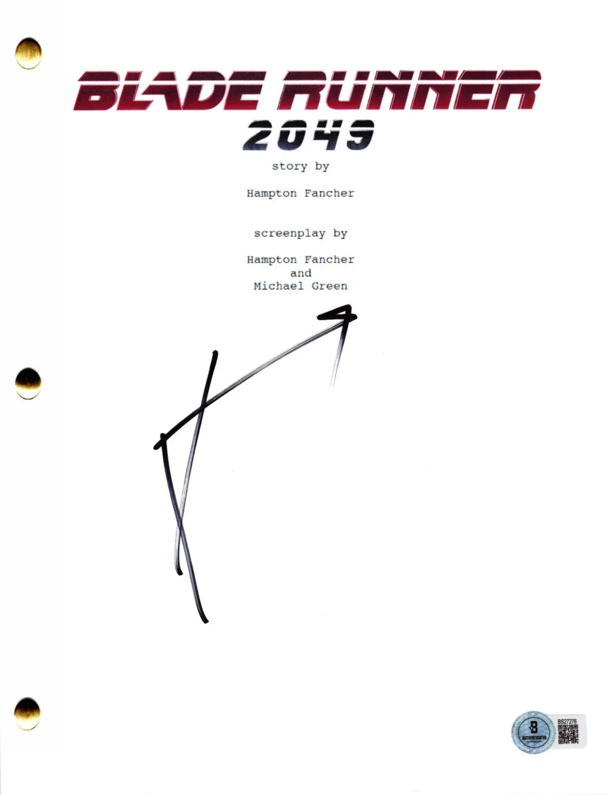 Jared Leto Authentic Autographed Blade Runner 2049 Script