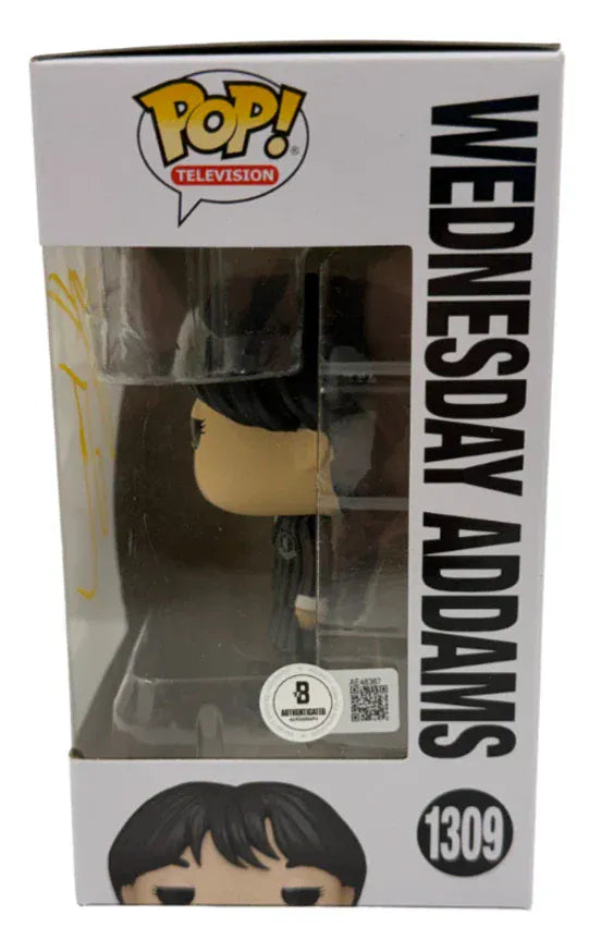 Jenna Ortega Wednesday Wednesday autographed Funko Pop #725 - signature closeup with COA