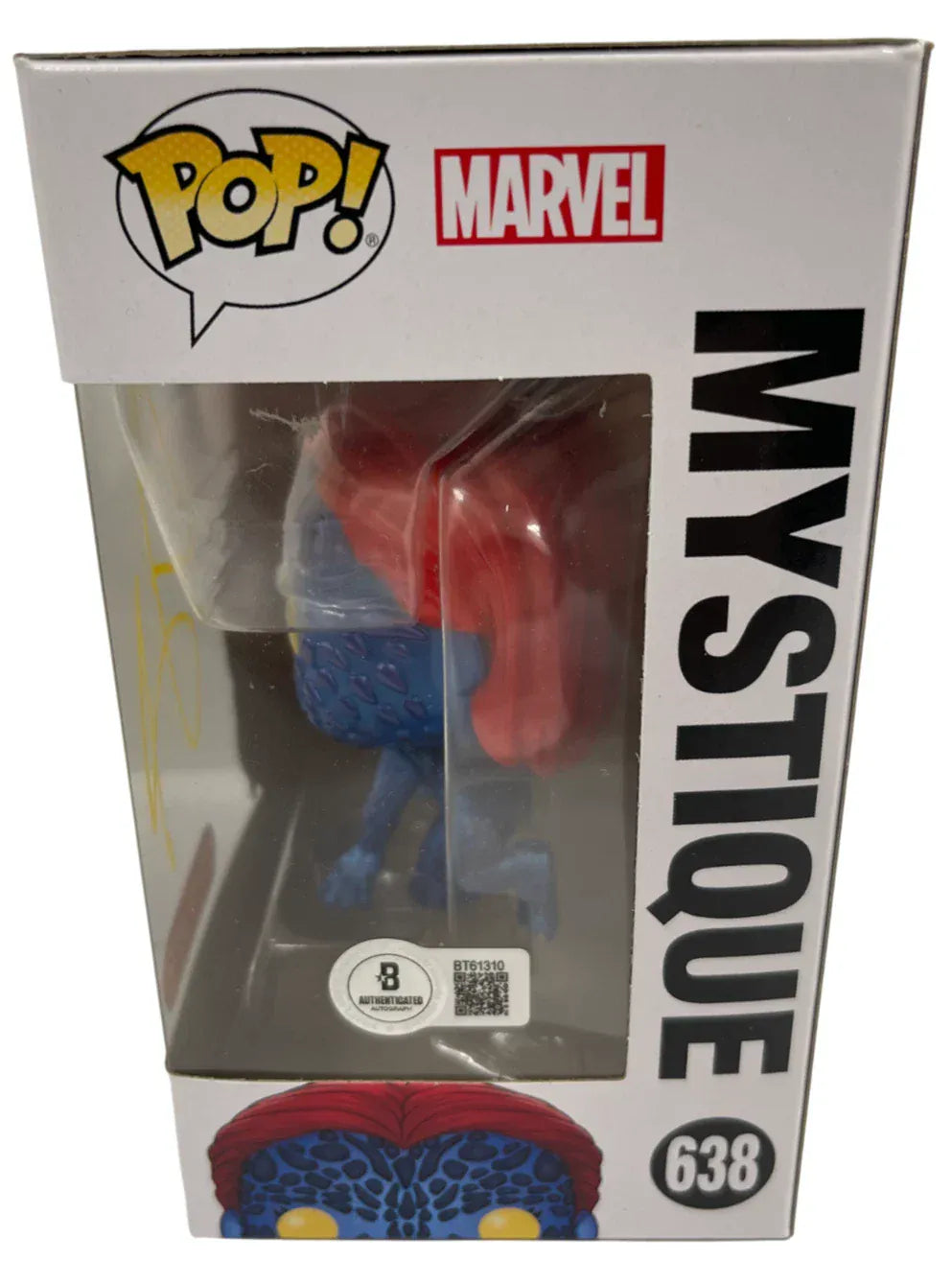 Beckett certificate of authenticity — Jennifer Lawrence signed Mystique Marvel 638 Funko Pop Figure