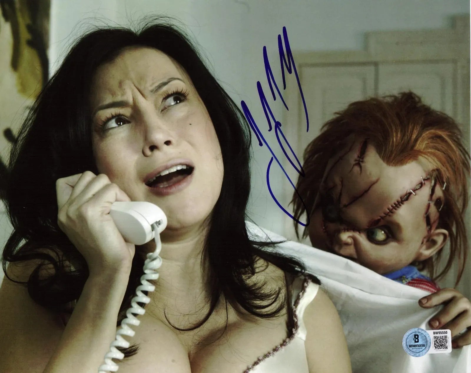 Jennifer Tilly signed Bride of Chucky 8x10 photo with Beckett Hologram & QR Code