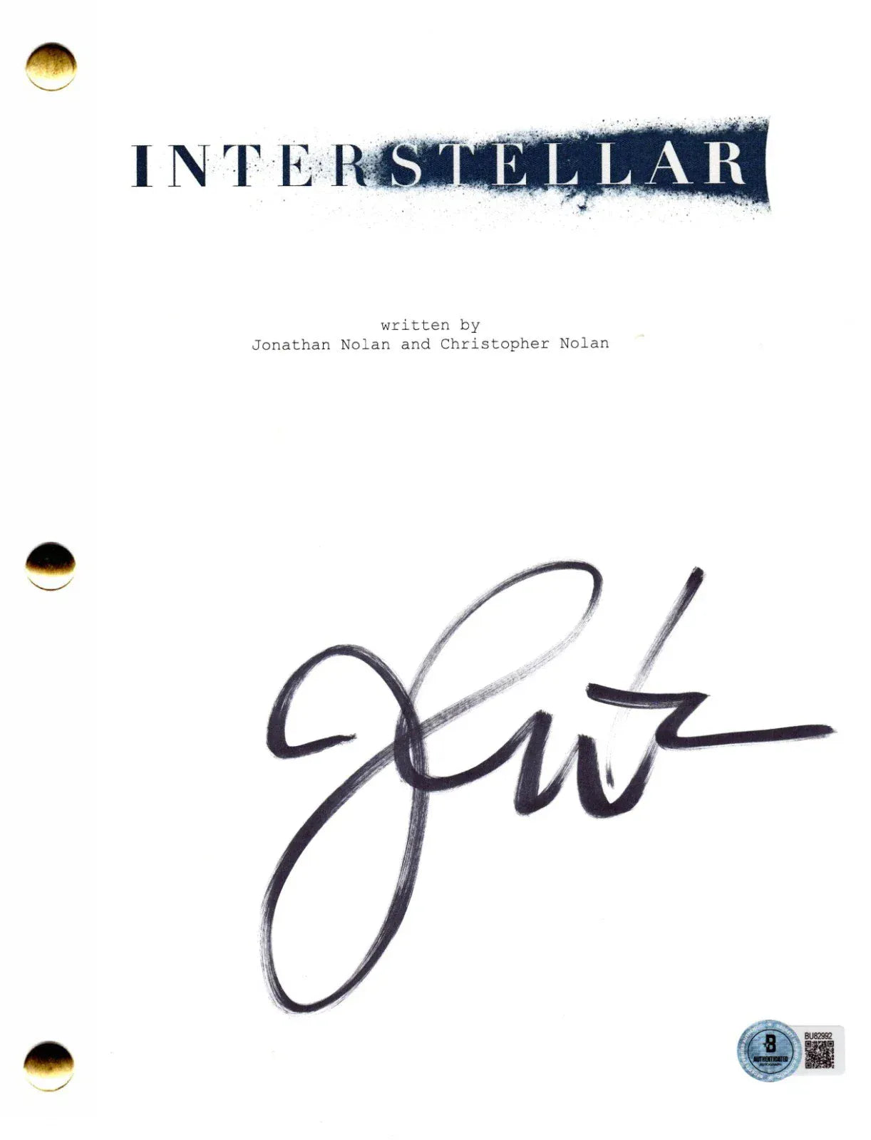 Jessica Chastain Signed Complete Movie Script from Interstellar Beckett COA - Item #7