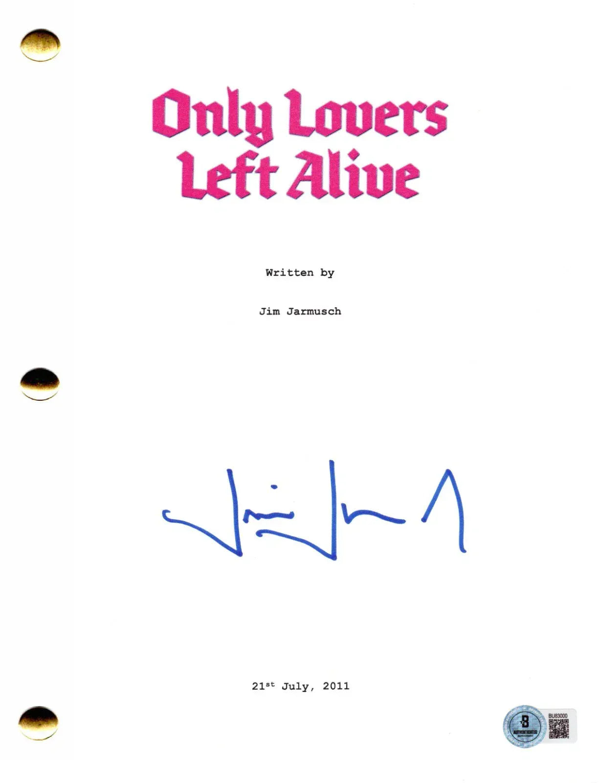 Jim Jarmusch Signed Complete Movie Script from Only Lovers Left Alive Beckett COA - Item #1