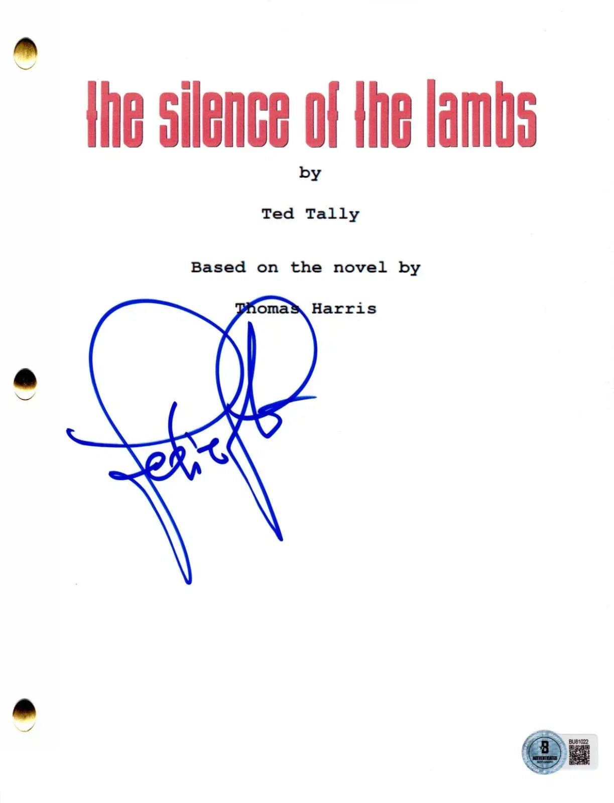 Jodie Foster Signed The Silence of the Lambs Script