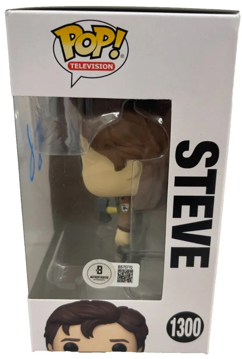 Beckett certificate of authenticity — Joe Keery signed Steve Stranger Things 1300 Funko Pop Figure