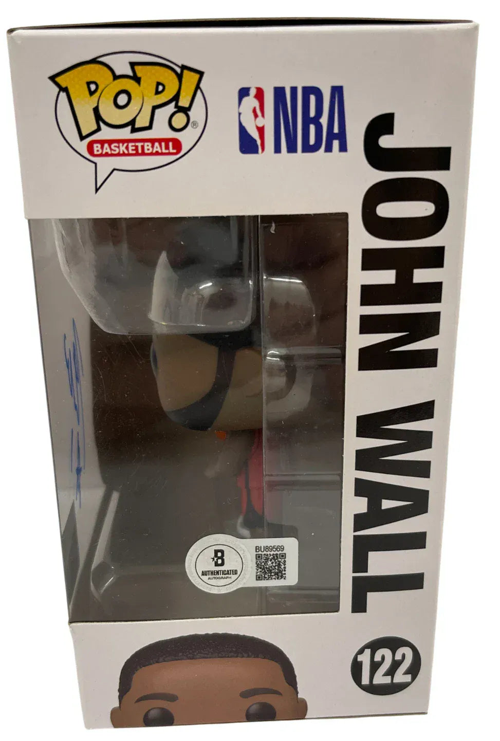 John Wall Houston Rockets autographed Funko Pop #122 - signature closeup with COA
